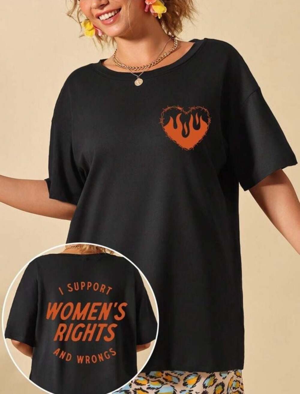 I Support Women’s Rights and Wrongs Graphic Tee in Dark Gray